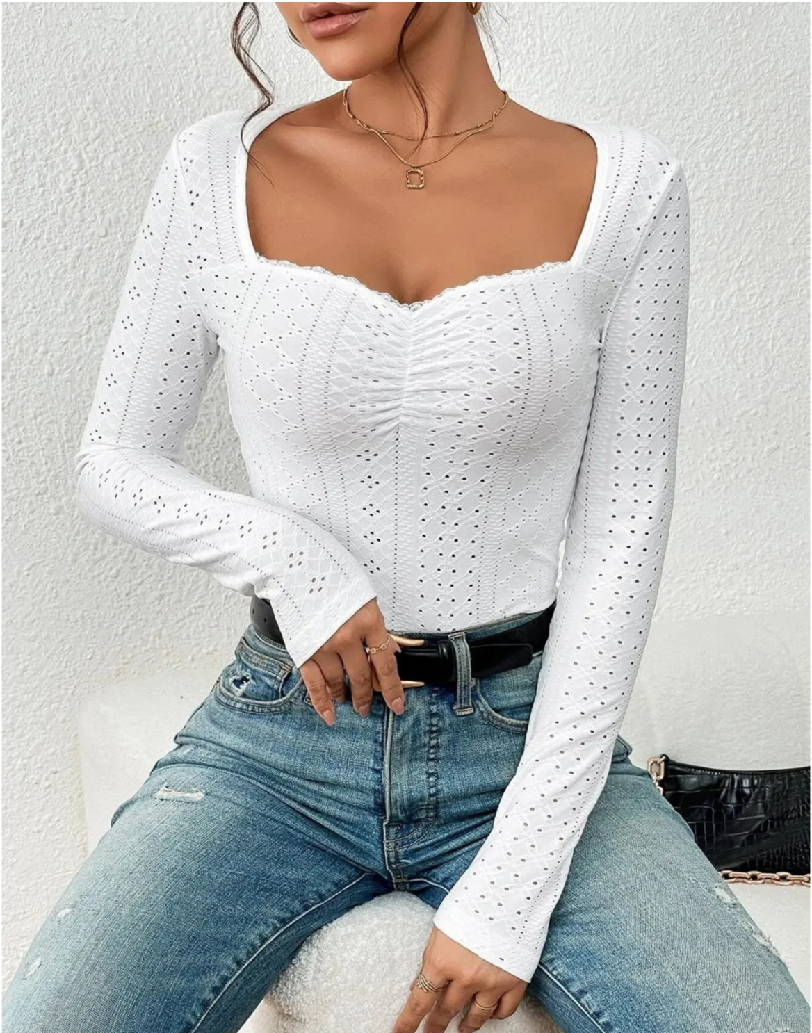 Elegant Crew Neck Long Sleeve Women's Top - Luxivelle