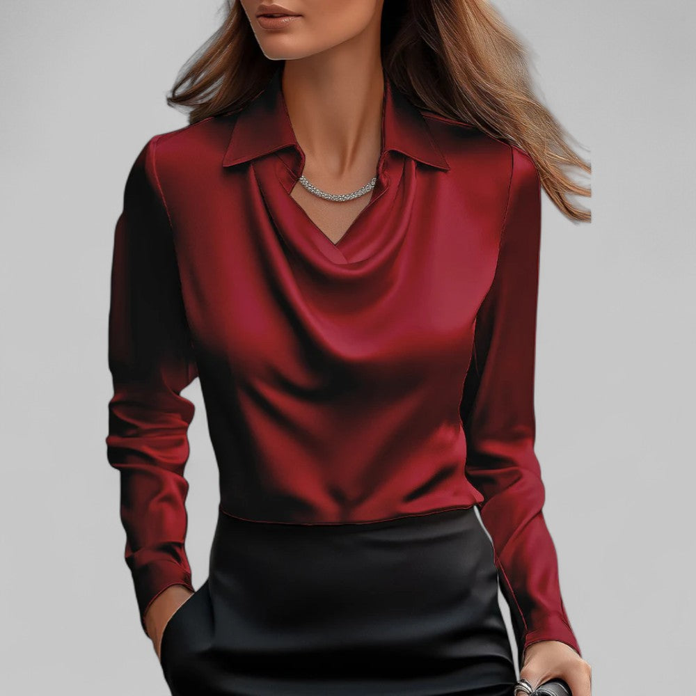 Relaxed Fit V Neck Women's Blouse