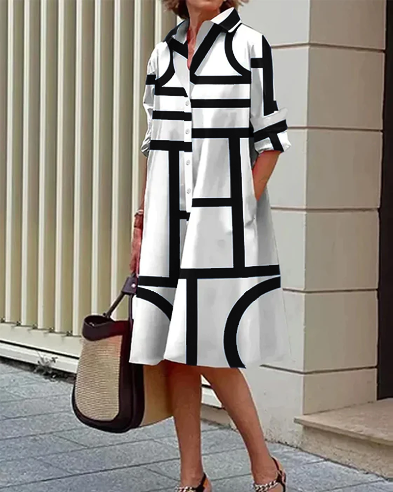 Floral Print A-Line Dress with Pockets for Ladies
