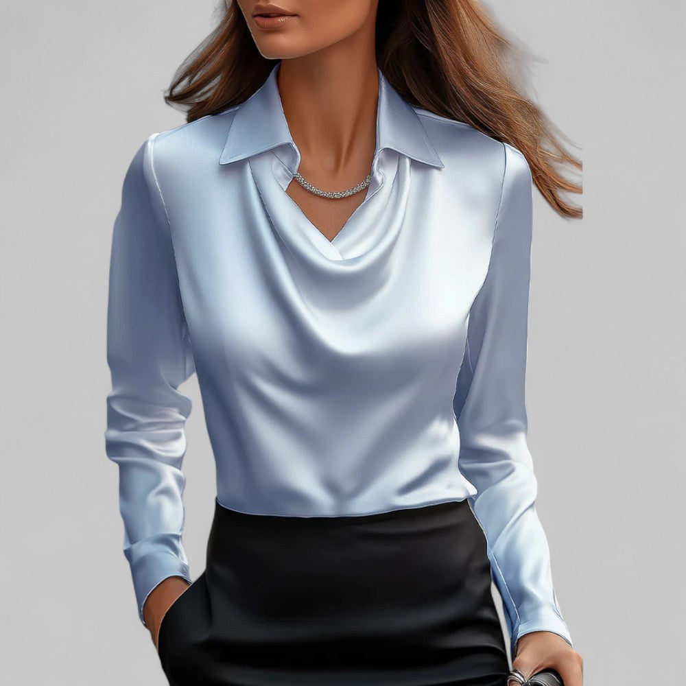 Relaxed Fit V Neck Women's Blouse