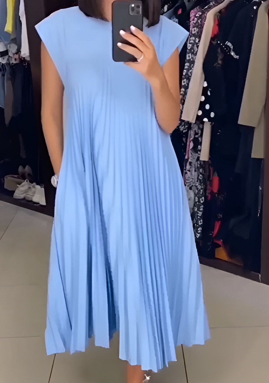 Elegant Flowy Pleated Summer Dress