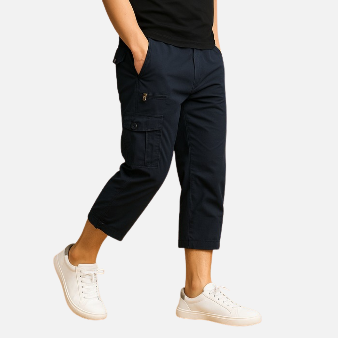 Men's 3/4 Cargo Shorts - Multi-Pocket Below Knee Combat Shorts