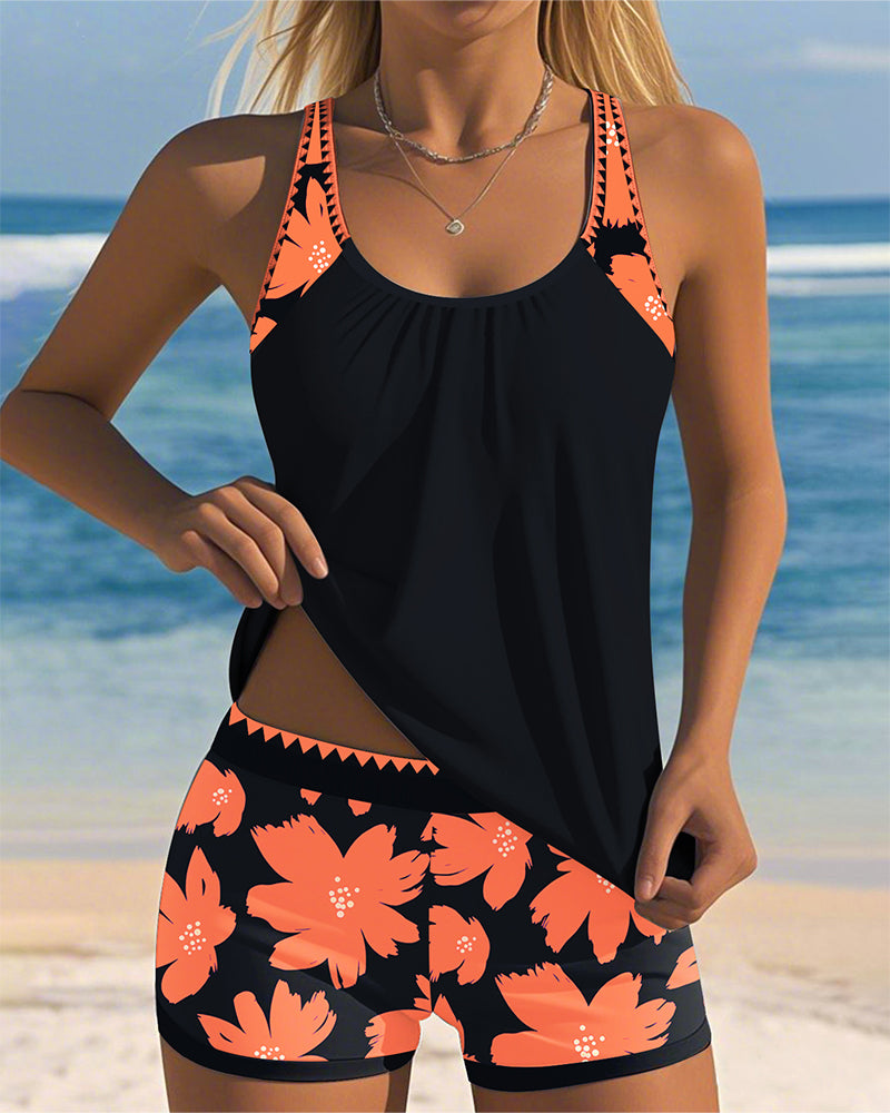 Tropical Floral Swim Tankini