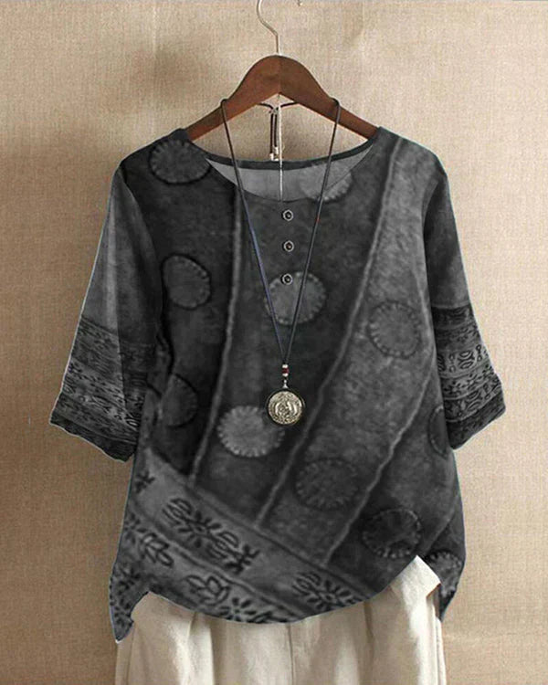 Feminine V-Neck Floral Peasant Top