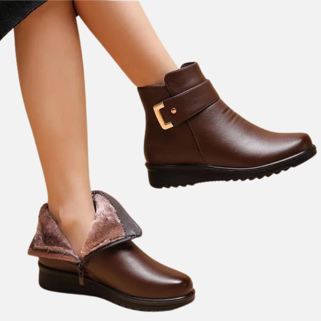 Women's Ankle Boots - Warm Faux Fur Lined Comfort Walking Shoes