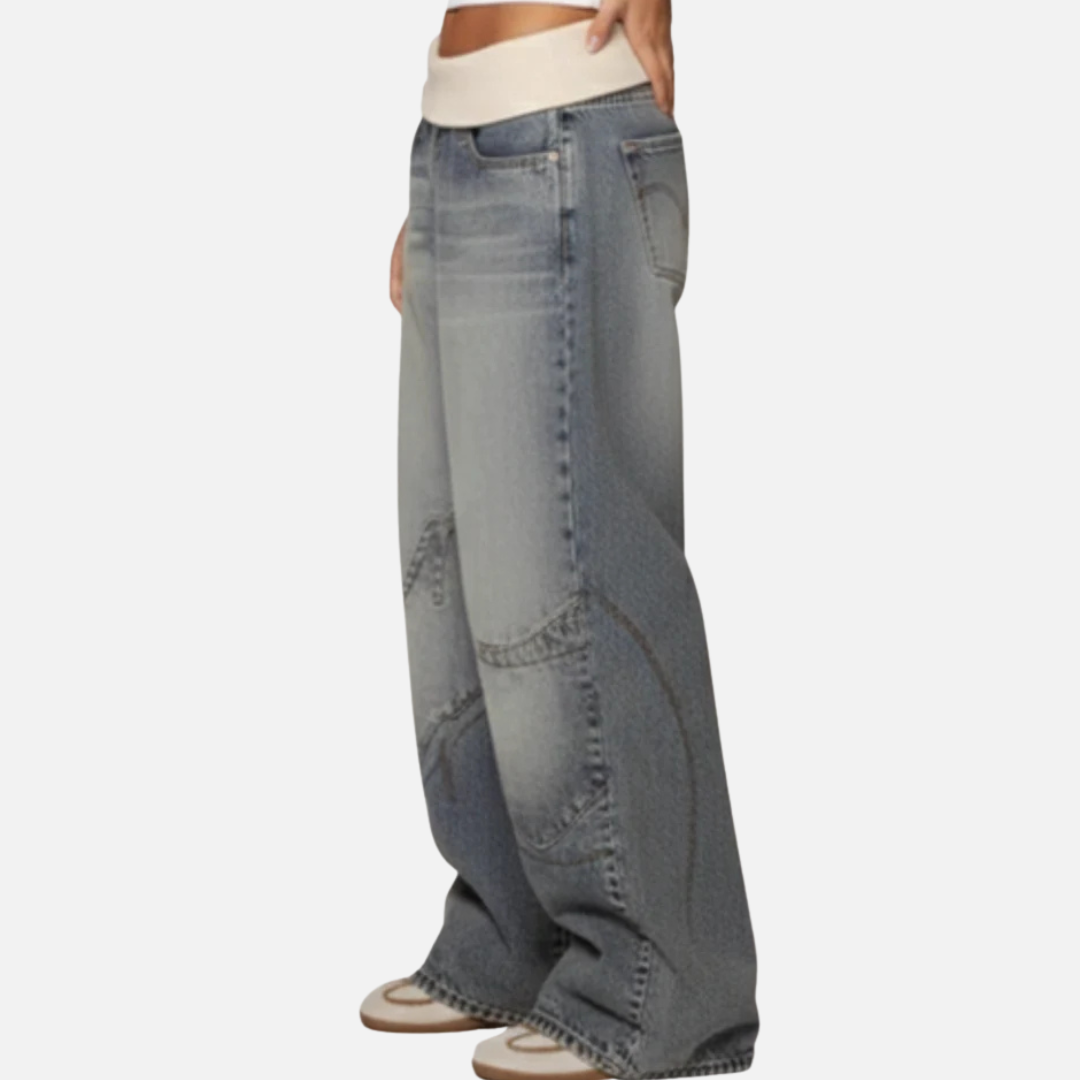 Women’s Wide-Leg Jeans with Elastic Waist