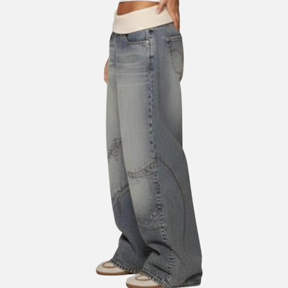 Women’s Wide-Leg Jeans with Elastic Waist