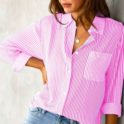 Classic Vertical Stripe Blouse Shirt