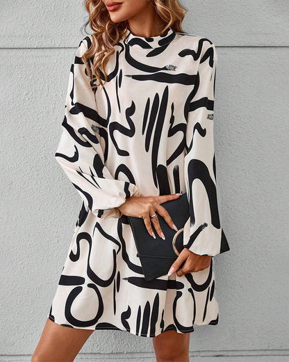 Casual Graphic Print Crew Neck Dress
