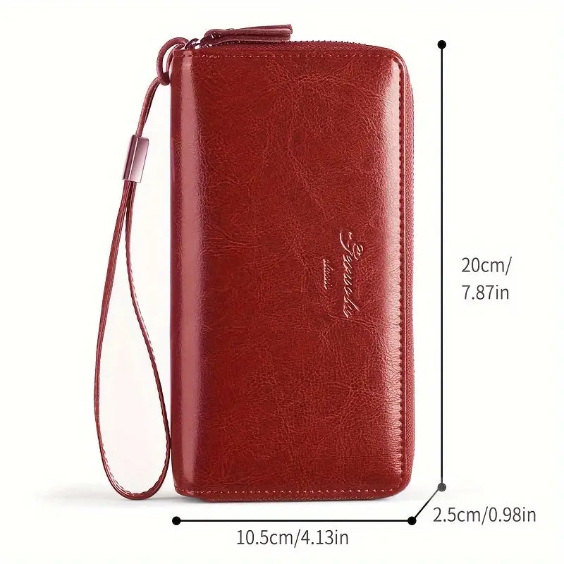 Premium Leather Travel Clutch Wallet with Phone Pocket