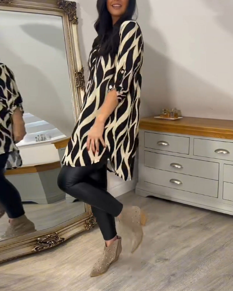Fashionable Patterned Loose Fit Top