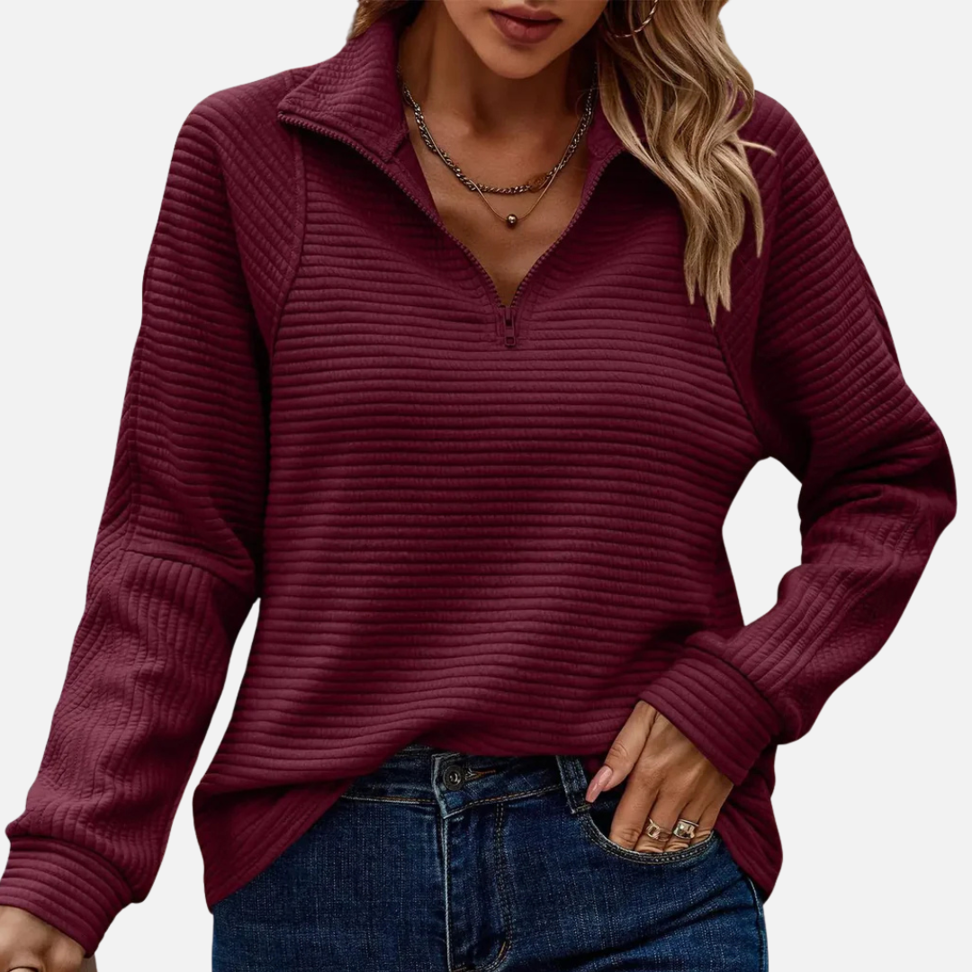 Eliana | Women's Ribbed Quarter-Zip Sweater