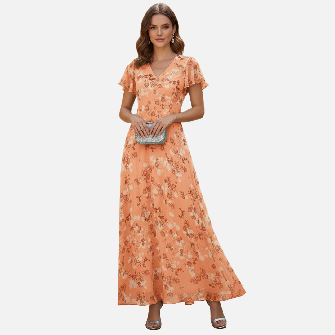 Women's Maxi Dress Floral Pleated
