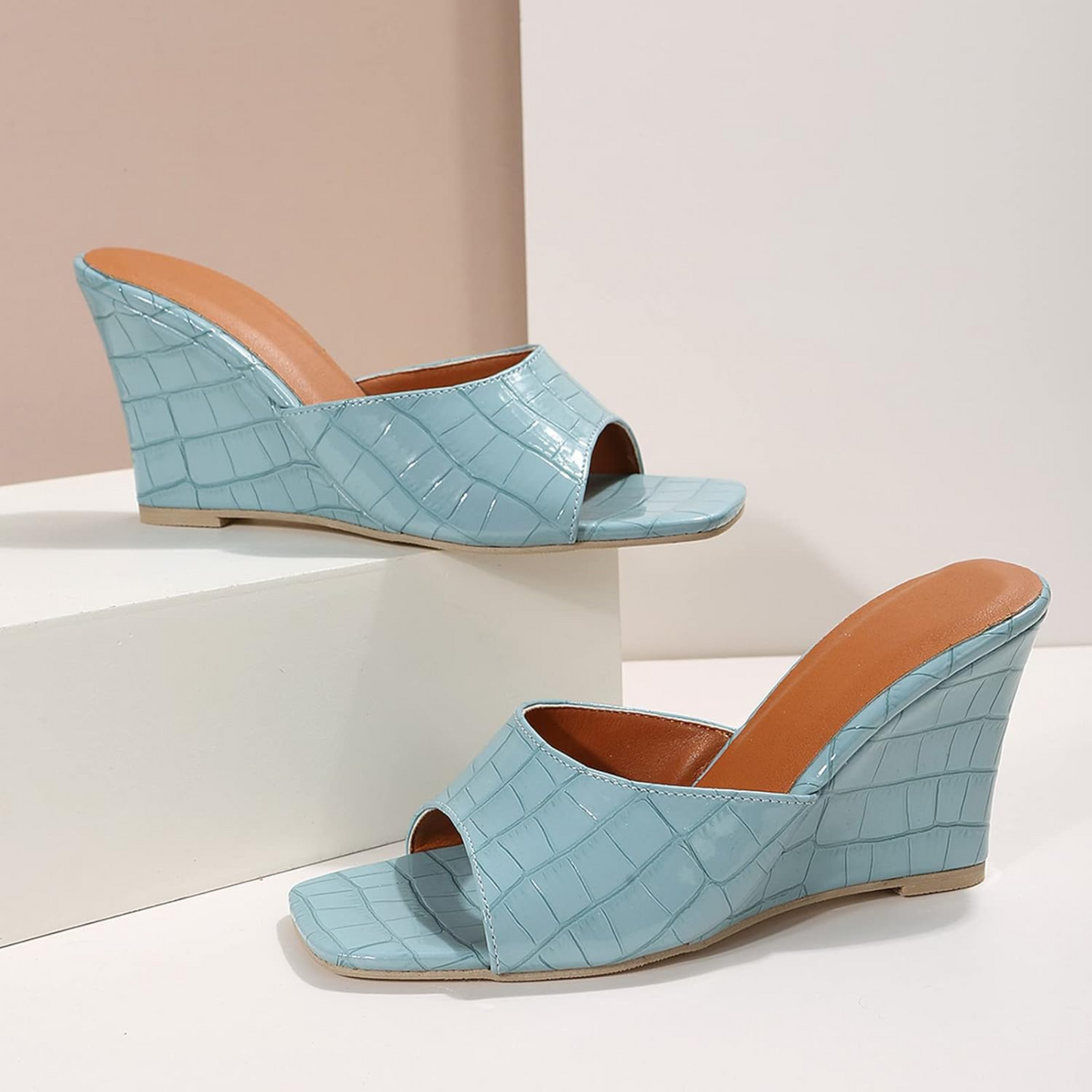 Fake Snake Skin High Heel Wedges