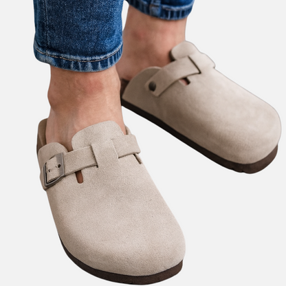 Men's Suede Buckle Mules
