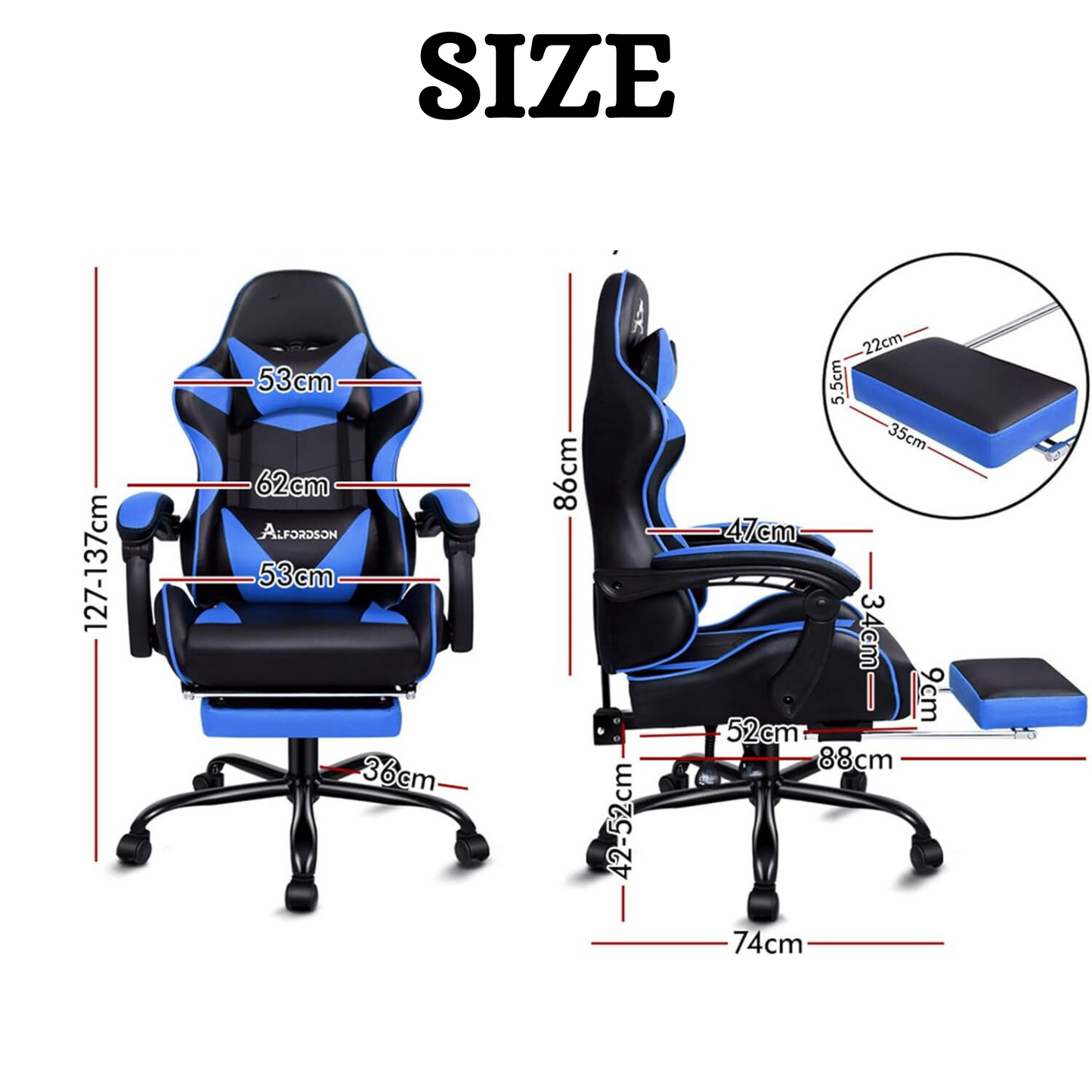 Ergonomic Gaming Chair with Massage and Footrest