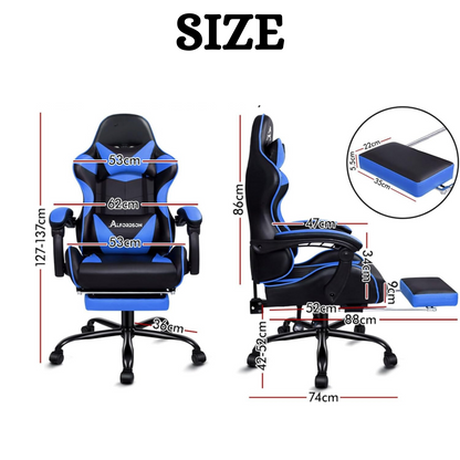 Ergonomic Gaming Chair with Massage and Footrest