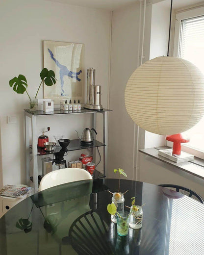 Simple White Cotton Shade Pendant Light with Metal Frame