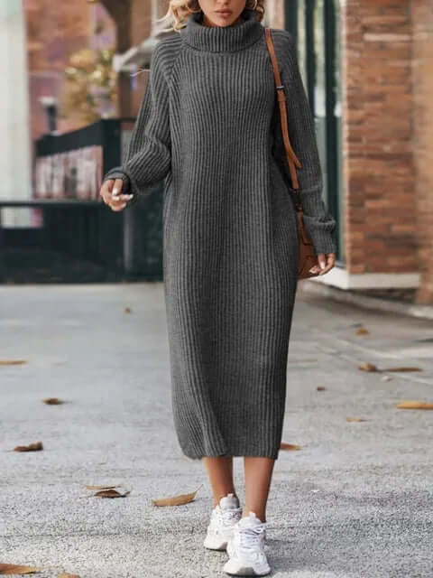 Cozy Crew Neck Sweater Dress