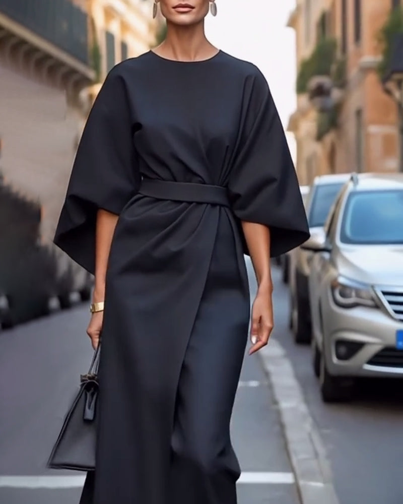 Lia | Chic Midi Dress with Bell Sleeves