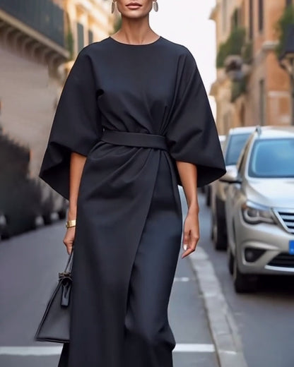 Lia | Chic Midi Dress with Bell Sleeves