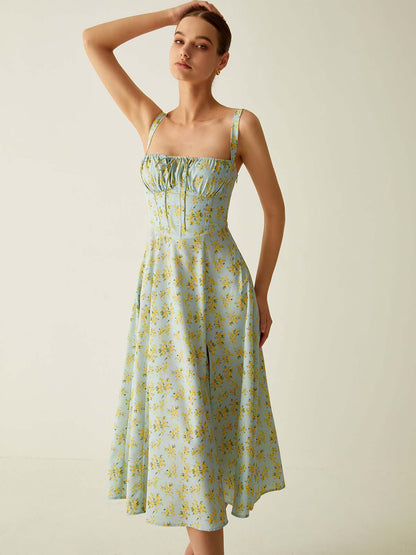 Pretty A-Line Mid Length Summer Dress - Luxivelle