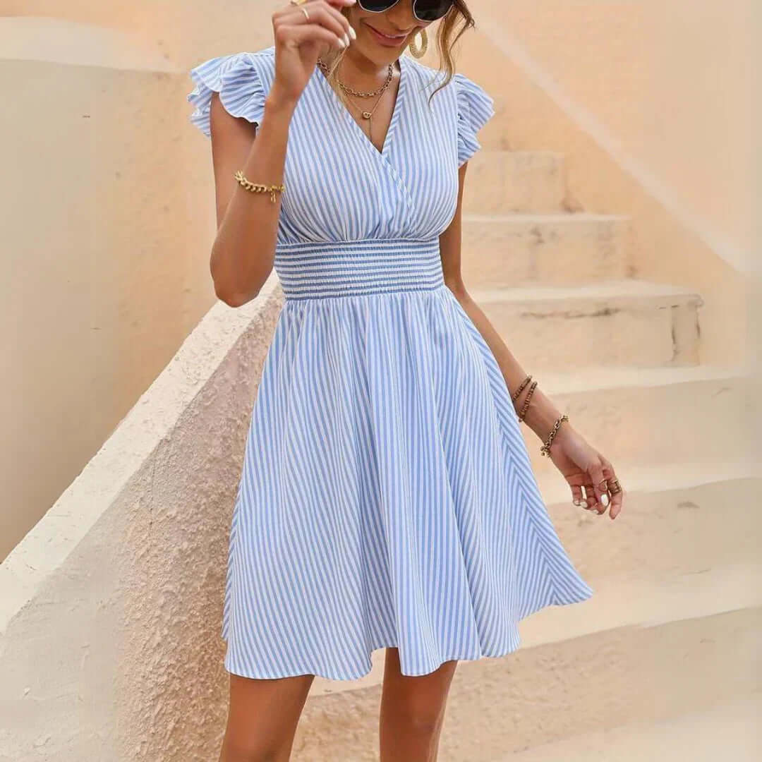 Colorful Floral Short Sleeve Summer Dress