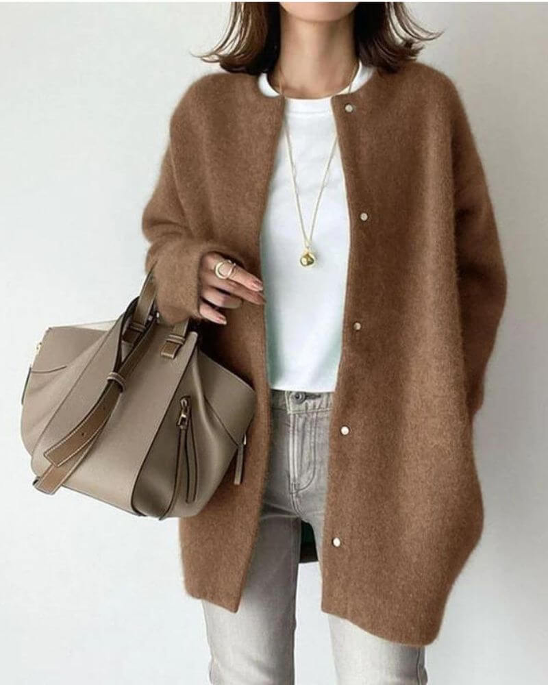 Cozy Women's Open Front Sweater - Soft Knit Cardigan