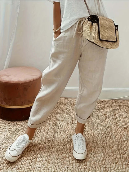Comfortable Women's Cotton Sweatpants with Elastic Waist - Luxivelle