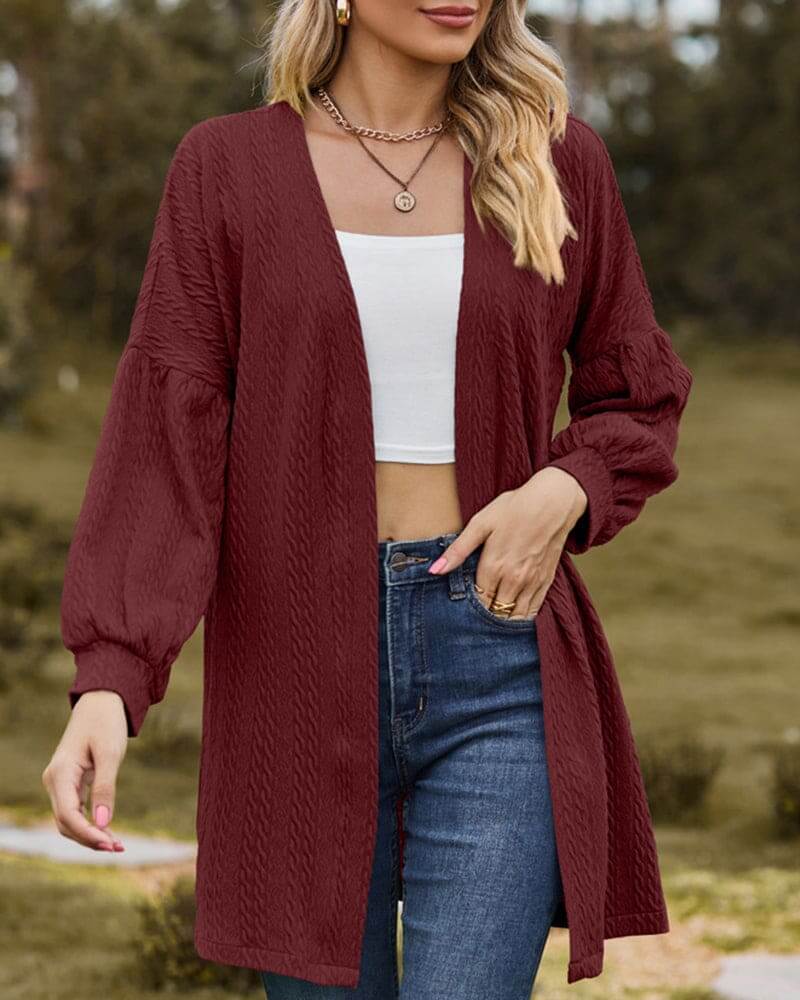 Women's Cable Knit Long Sleeve Cardigan