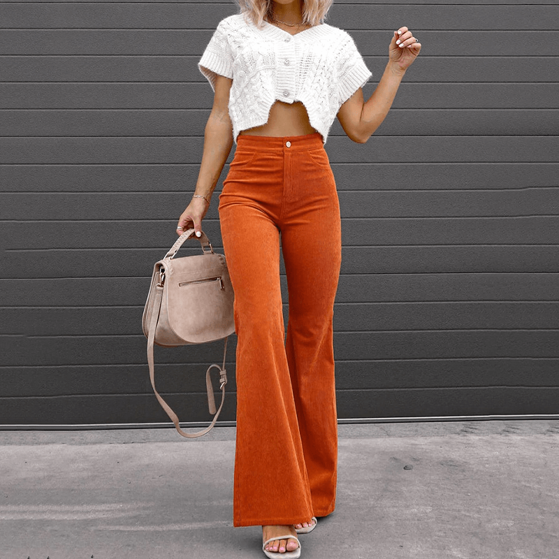 Classic Wide Leg Corduroy Women's Pants - Luxivelle
