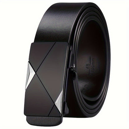 Real Leather Mens Belt with Silver Buckle