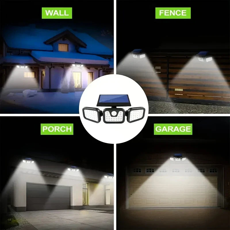Bright Outdoor Motion Security Light with 3 Heads