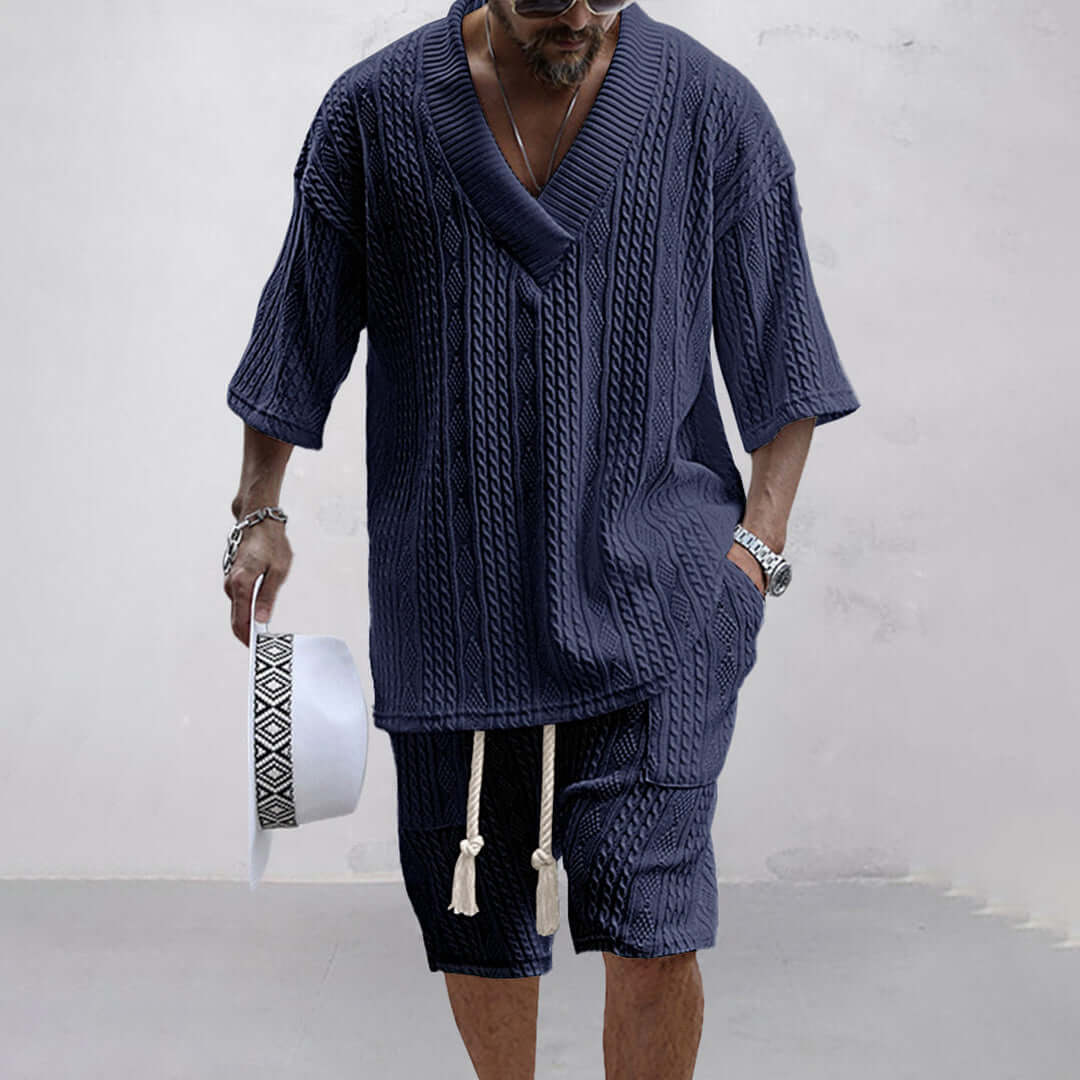 Comfortable Knit Shirt and Shorts Combo