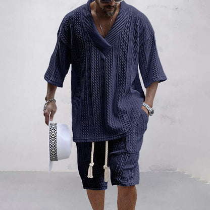 Comfortable Knit Shirt and Shorts Combo