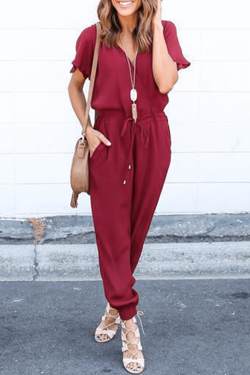 Chic V-Neck Halter Neck Jumpsuit for Women - Luxivelle