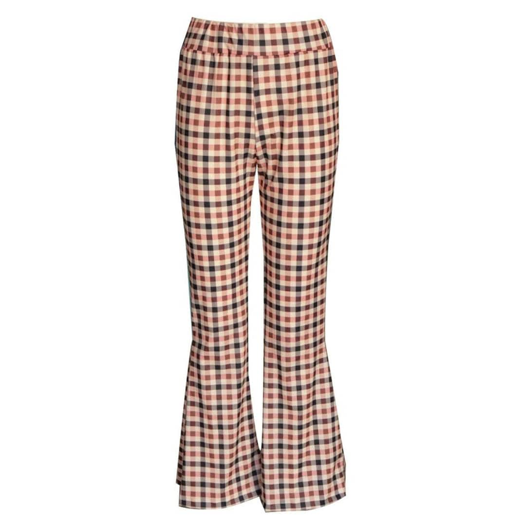 Trendy Checked Wide Leg Pants - Luxivelle