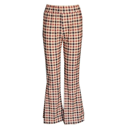 Trendy Checked Wide Leg Pants - Luxivelle