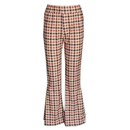 Trendy Checked Wide Leg Pants - Luxivelle