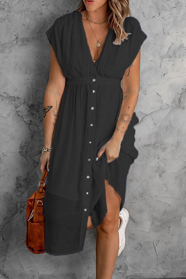 Ladies' Casual Long Sleeve V Dress