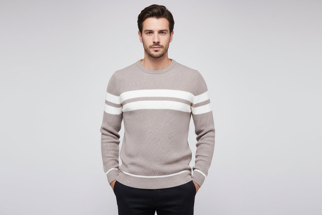 Relaxed Fit Horizontal Stripe Pullover - Luxivelle