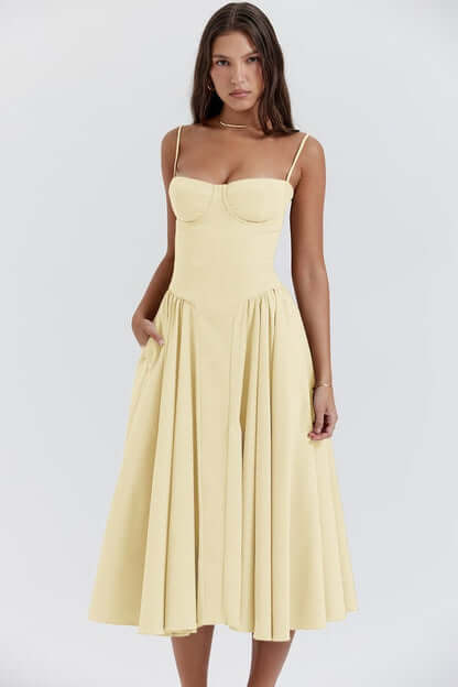 Feminine Strapless Bodycon Mid Length Dress