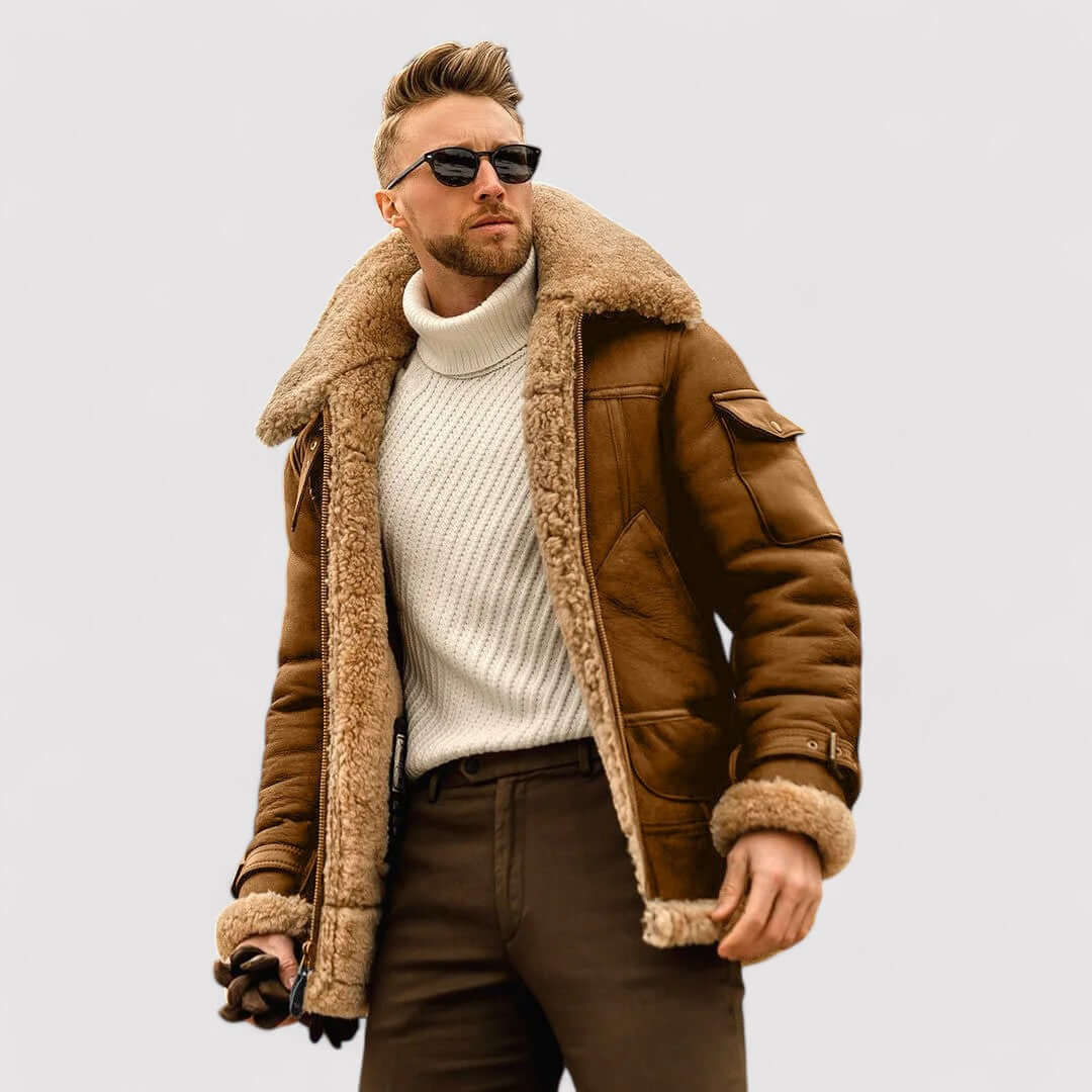 Luxury Leather Sheepskin Coat - Luxivelle