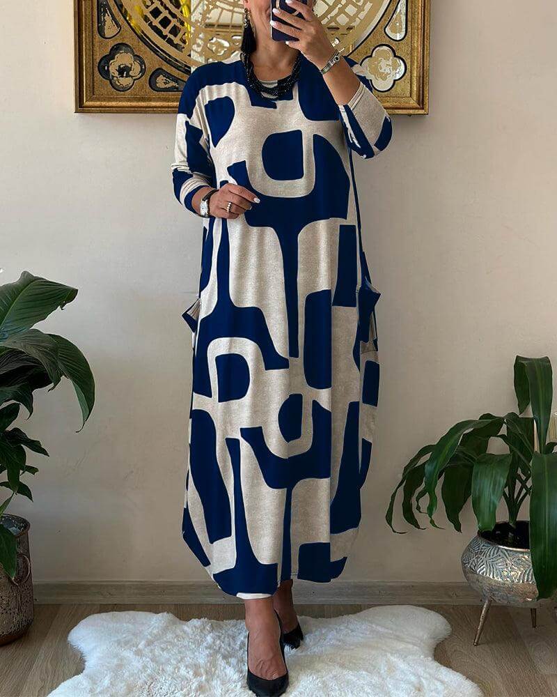 Fashionable Floral Long Sleeve Women's Dress
