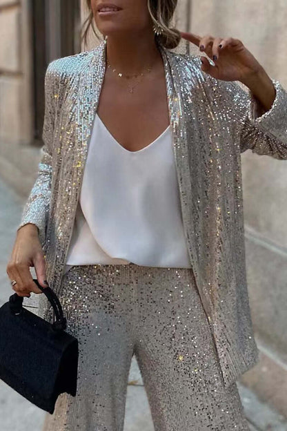 Glittering Formal Ladies Suit & Trousers Set