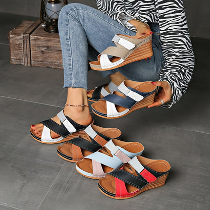 Vibrant Colorblock Wedge Sandals