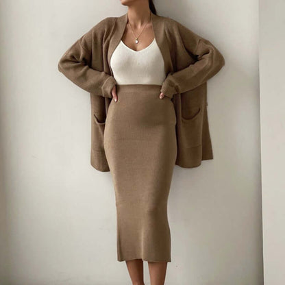 Comfy Knit 2 Piece Skirt Outfit for Women