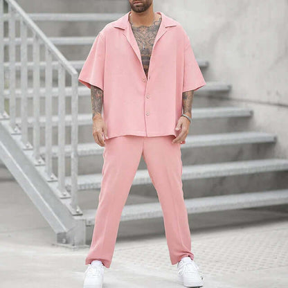 Relaxed Fit Casual Shirt and Pants Set - Luxivelle