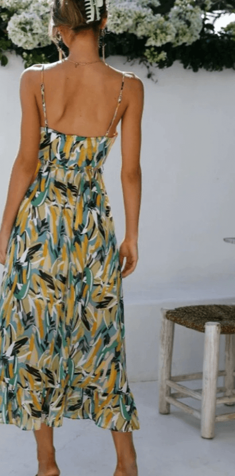 Women's Summer V-Neck Floral Midi Dress