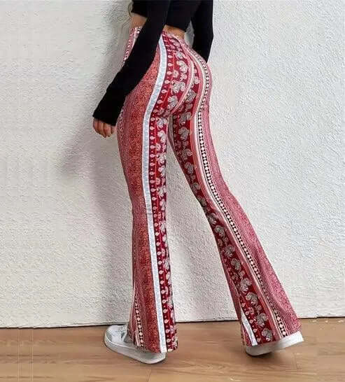 Fashionable Wide Leg Printed Pants